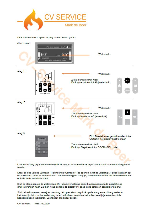 CV Ketel bijvullen CV Service